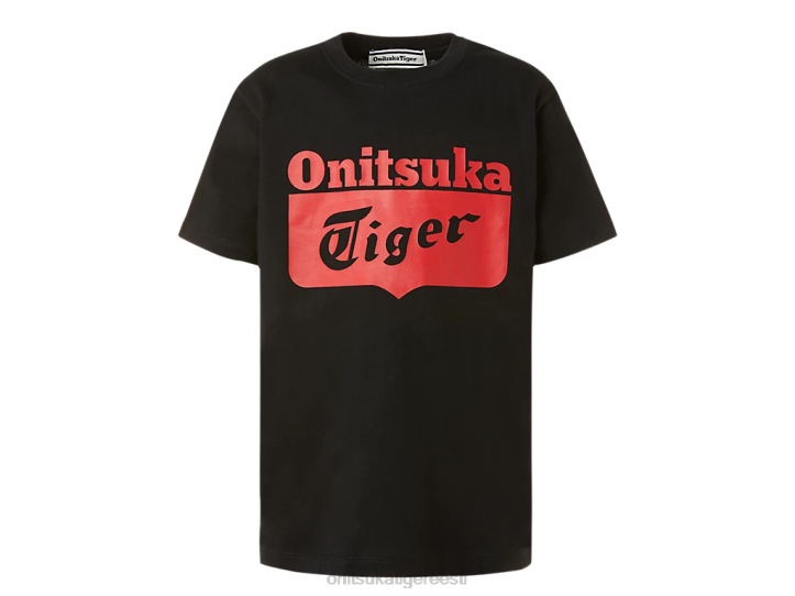 lapsed sooritus must/leekiv punane Onitsuka Tiger logoga tee Riietus 4FRB676