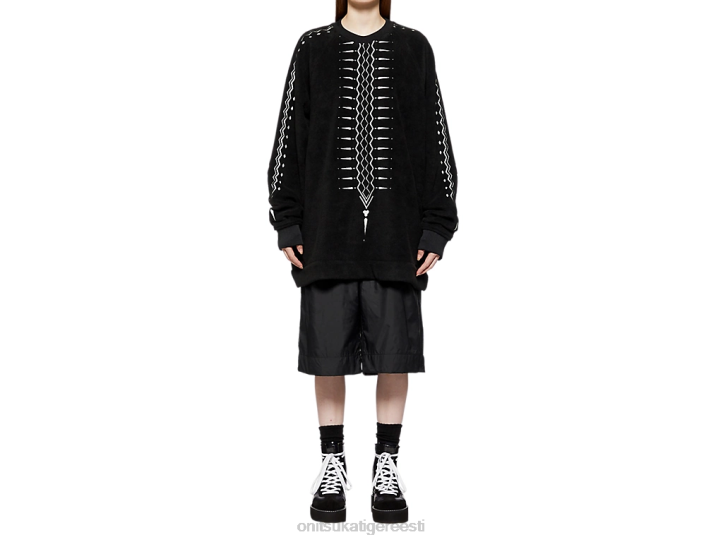 mehed must valge Onitsuka Tiger ülisuur top Riietus 4FRB429