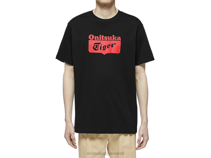 unisex must/punane Onitsuka Tiger logoga tee Riietus 4FRB384