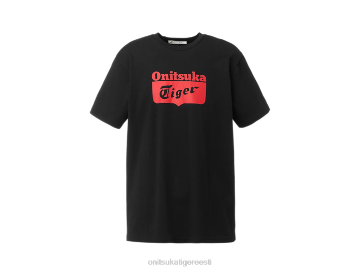 unisex must/punane Onitsuka Tiger logoga tee Riietus 4FRB384