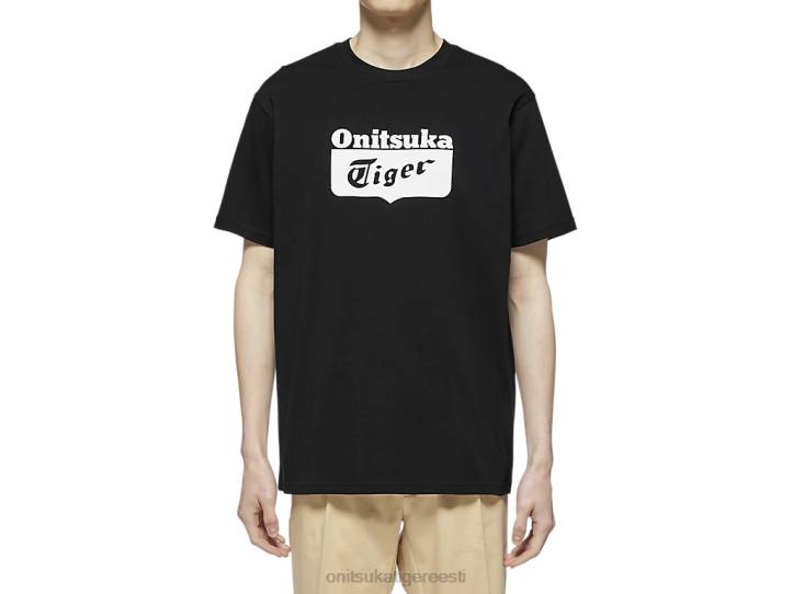unisex must valge Onitsuka Tiger logoga tee Riietus 4FRB407