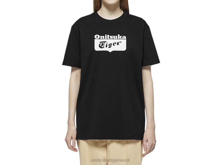 unisex must valge Onitsuka Tiger logoga tee Riietus 4FRB407