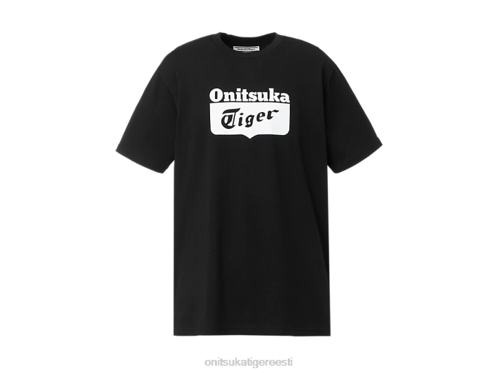 unisex must valge Onitsuka Tiger logoga tee Riietus 4FRB407